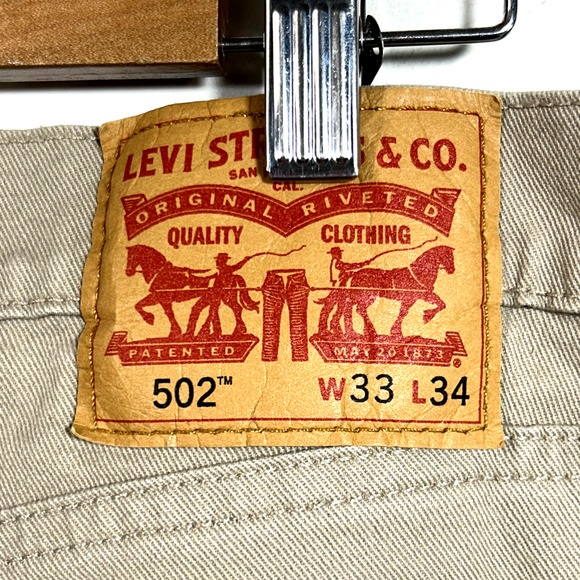 Levi's 502 Regular Tapered Leg Stretch Chino Jeans Tan Khaki 34 x 32 - Picture 3 of 7